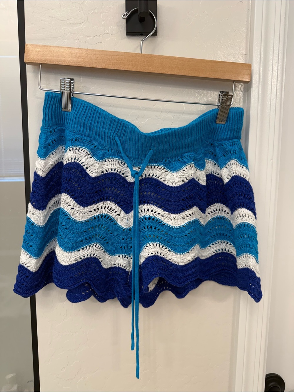Beach Riot Bright Blue and Navy Crochet Mini Skirt